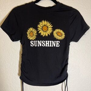 Cold Crush Black Tee with Yellow Sunflower Design